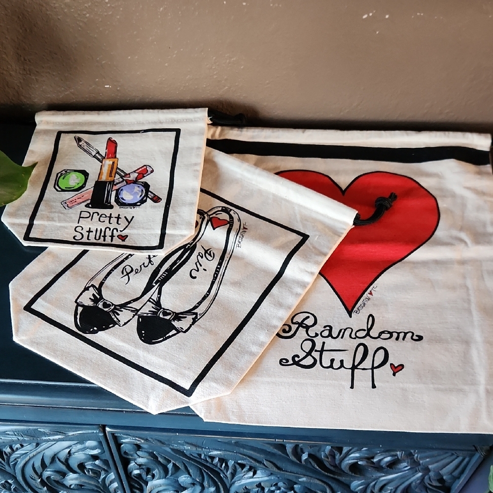 Brighton Canvas Drawstring Travel Bags Set Of 3 NWT